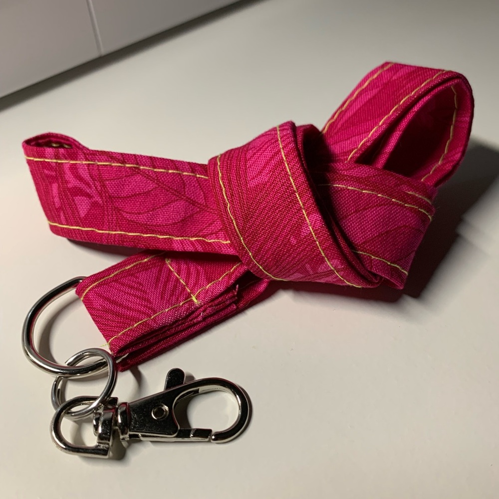 Pink Patterned Keychain Lanyard